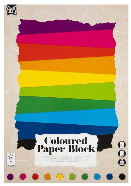 Hobbykarton CarftID 24x34cm 120-220gr 20 vel 10 kleuren afbeelding