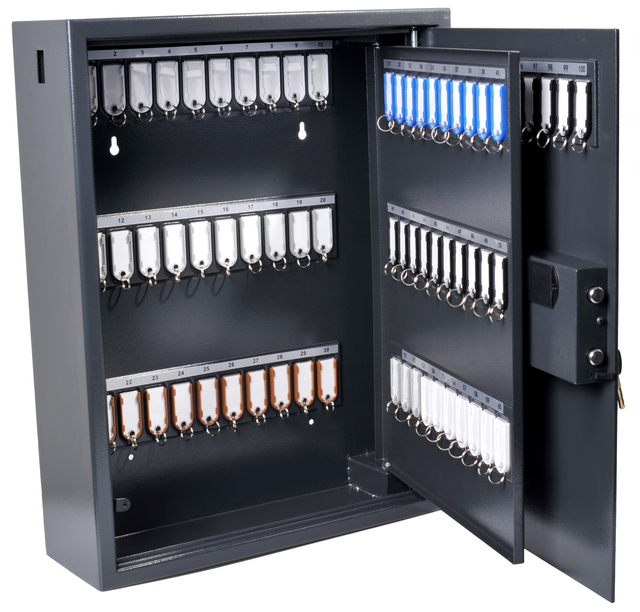 Sleutelkast Pavo high security magnetisch met fingerprintslot 100 haken 600x480x150mm — Foto 2 van 2
