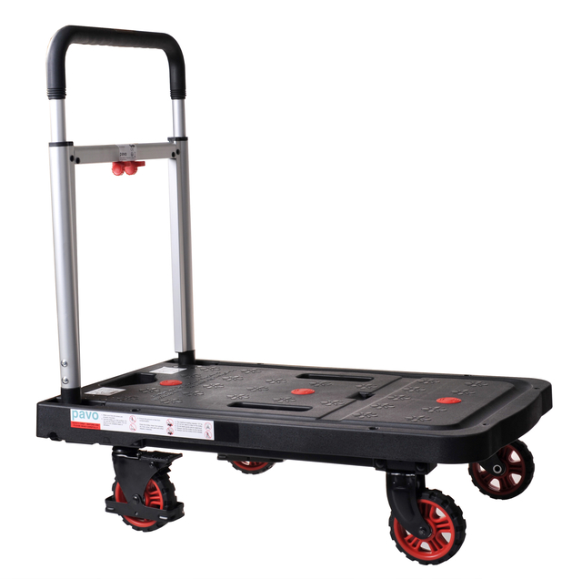 Pavo Transportkar platform trolley inklapbaar 137kg zwart