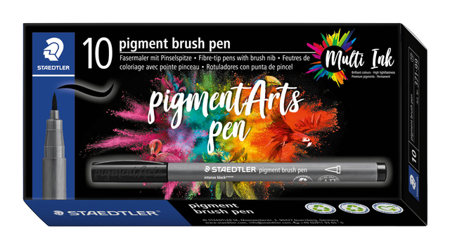 Fimo Staedtler Brushpen Staedtler PigmentArts Intens zwart 1.0mm