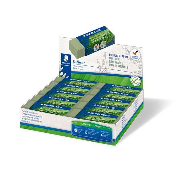 Gum Staedtler Eco 52680 65x23x10mm olijfgroen 20 stuks afbeelding