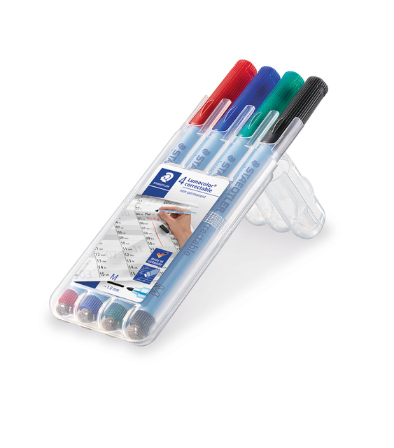 Fimo Staedtler Viltstift Staedtler Lumocolor 305 non permanent correctable M setà 4 stuks