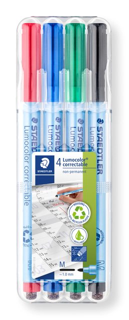 Viltstift Staedtler Lumocolor 305 non permanent correctable M ass 4st