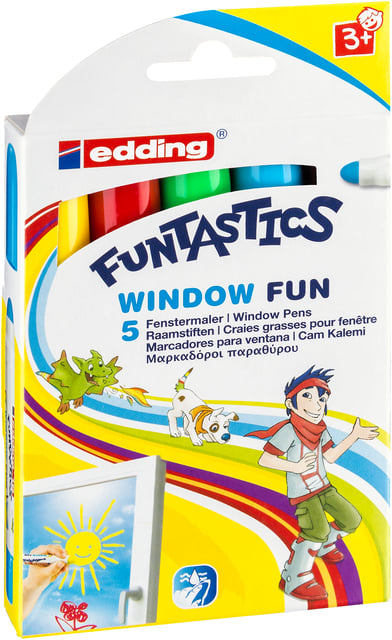 Krijtstift edding 16-5 Funtastics window fun assorti doos à 5 stuks afbeelding