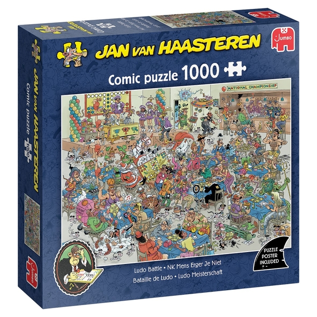 Puzzel Jan van Haasteren NK Mens Erger Je Niet 1000 stukjes afbeelding