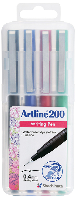 Fineliner Artline 200 rond fijn asssorti 4 stuks afbeelding