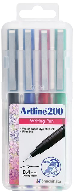 Fineliner Artline 200 rond fijn asssorti 4 stuks afbeelding