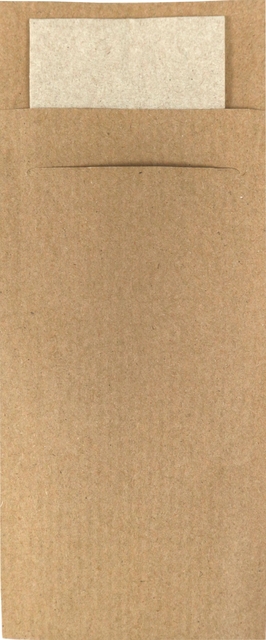 Bestekzakje IEZZY 190x85mm kraft met gerecycled servet 500st afbeelding