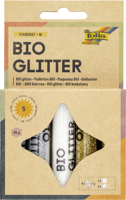 Glitterpoeder Bio Folia Stardust 7gr 5 stuks 3 kleuren afbeelding
