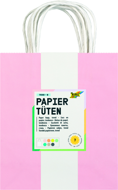 Folia Paper Tas met handvat Folia kraftpapier 110gr 18x21x8cm set Ã  7 kleuren
