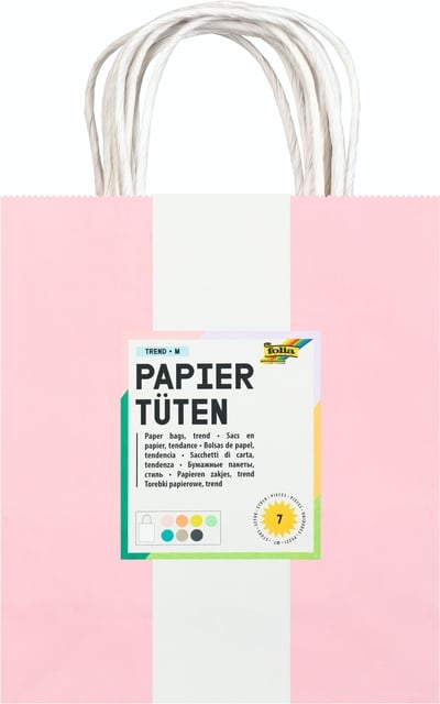 Tas met handvat Folia kraftpapier 110gr 18x21x8cm set à 7 kleuren afbeelding