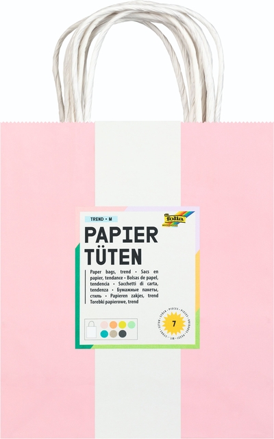 Tas met handvat Folia kraftpapier 110gr 18x21x8cm set à 7 kleuren afbeelding