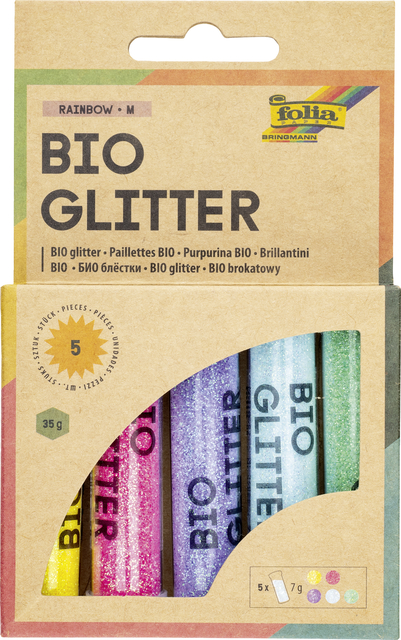 Glitterpoeder Bio Folia Rainbow 7gr 5 kleuren afbeelding