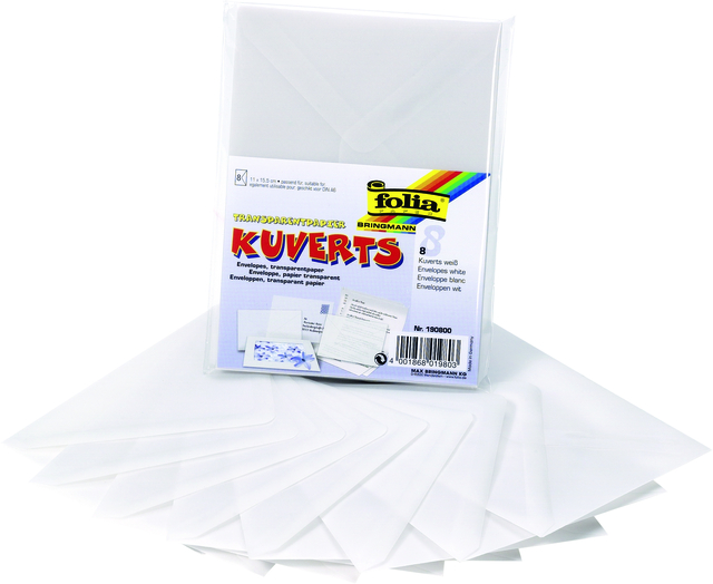 Envelop Folia A6 115gr set à 8 stuks transparant afbeelding