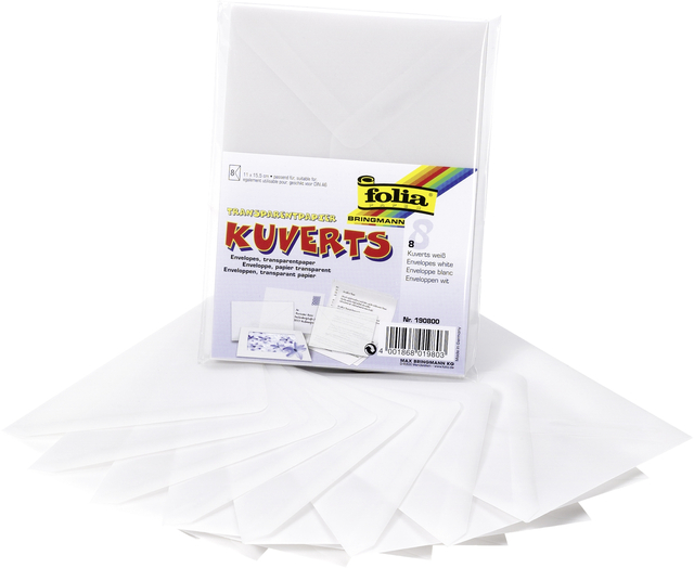 Envelop Folia A6 115gr set à 8 stuks transparant afbeelding