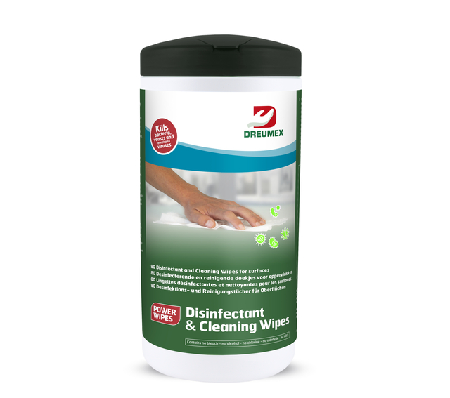 Desinfectiedoekjes Dreumex Disinfectant & Cleaning bus 80 stuks wit afbeelding