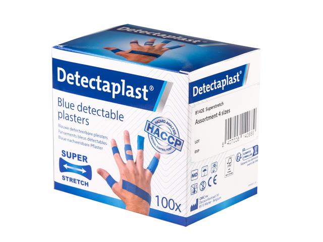 Elastische blauwe textielpleister Detectaplast assorti 100 stuks afbeelding