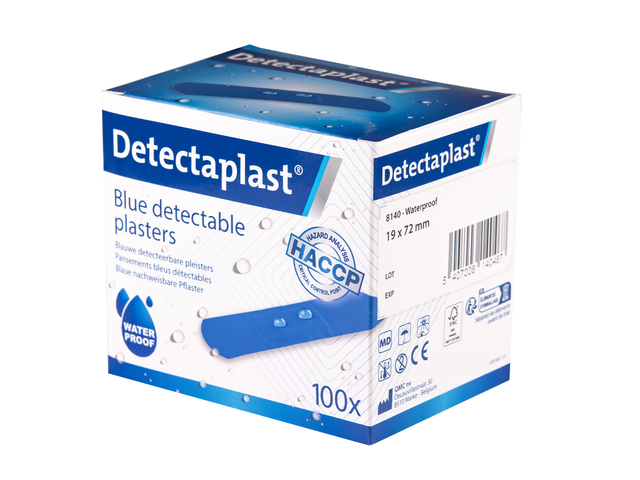 Waterafstotende blauwe pleister Detectaplast 19x72mm 100 stuks afbeelding
