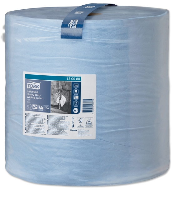 Poetspapier Tork W1 Heavy-Duty Industrial Premium 3-laags 750 vel blauw 130080 afbeelding