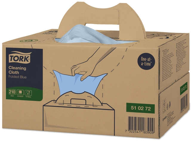 Reinigingsdoek Tork W7 Premium dispenserdoos 1-laags 210 vel blauw 510272 afbeelding