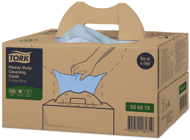 Reinigingsdoek Tork W7 Premium Heavy-Duty dispenserdoos 1-laags 180 vel blauw 530272 afbeelding