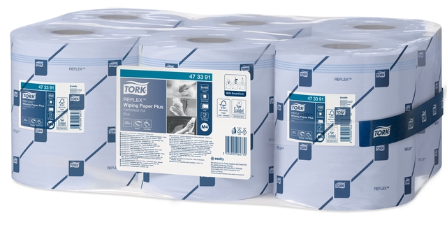 Poetspapier Tork M4 Reflex Plus Advanced 2-laags 450 vel blauw 473391 afbeelding