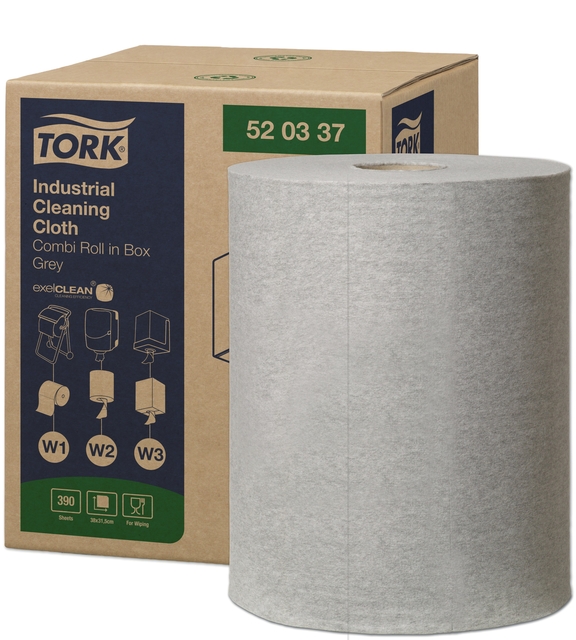 Reinigingsdoek Tork W1-W2-W3 Premium Industrial 1-laags 390 vel grijs 520337 afbeelding