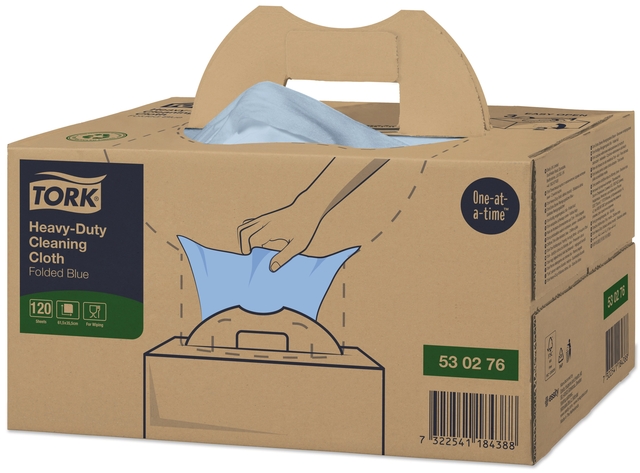 Reinigingsdoek Tork W7 Premium Heavy-Duty dispenserdoos 1-laags 120 vel blauw 530276 afbeelding
