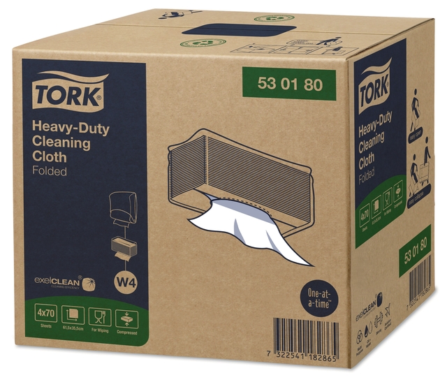 Reinigingsdoek Tork Heavy-Duty Cleaning XL W4 nonwoven 70 vel wit 530180 afbeelding