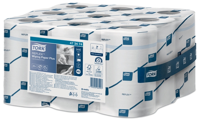 Poetspapier Tork M3 Reflex Plus Advanced 2-laags 200 vel wit 473474 afbeelding