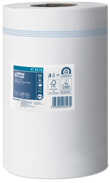 Poetspapier Tork M3 Reflex Plus Advanced 2-laags 200 vel wit 473474 — Foto 2 van 2