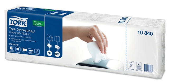 Servet Tork N4 Xpressnap Universal 1/4 vouw 1-laags 213x330mm 1125 vel wit 10840 afbeelding
