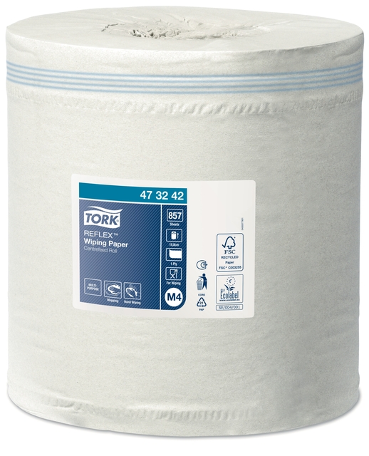 Poetspapier Tork M4 Reflex Advanced 1-laags 857 vel wit 473242 — Foto 2 van 2