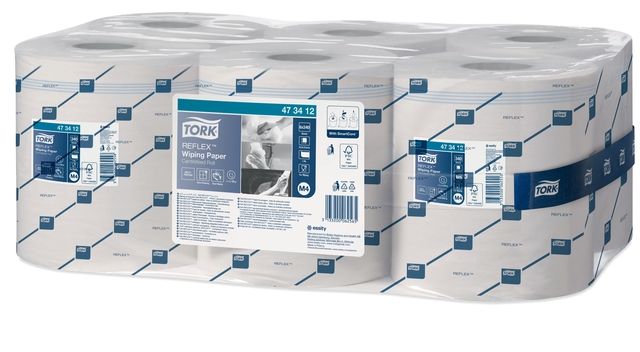 Poetspapier Tork M4 Reflex Premium 1-laags 340 vel wit 473412 afbeelding