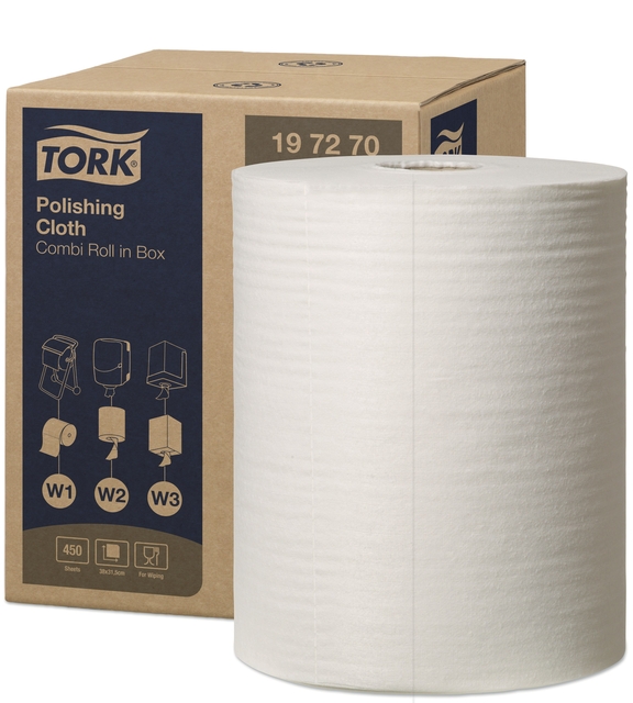 Reinigingsdoek Tork W1-W2-W3 Premium 1-laags 450 vel wit 197270 afbeelding