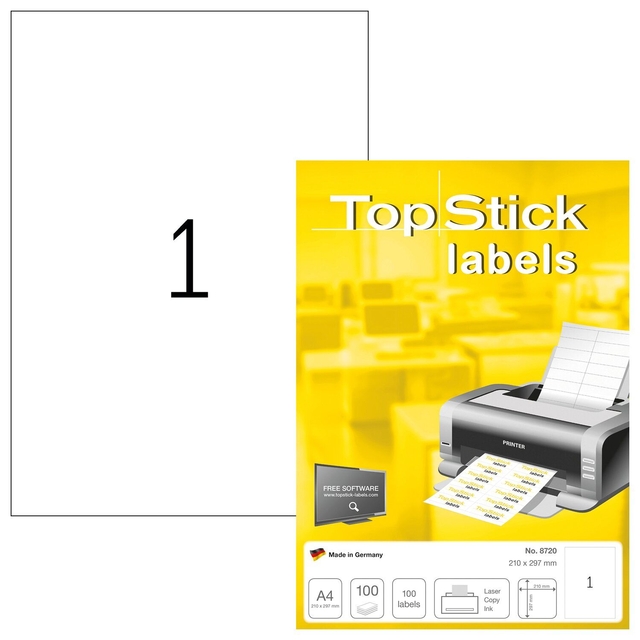 Etiket TopStick 8720 210x297mm wit 100 stuks