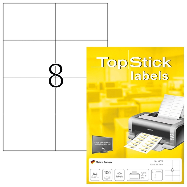 Etiket TopStick 105x74mm 800 stuks afbeelding