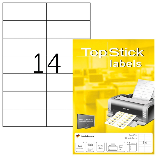 Etiket TopStick 8714 105x42.3mm wit 1400 stuks