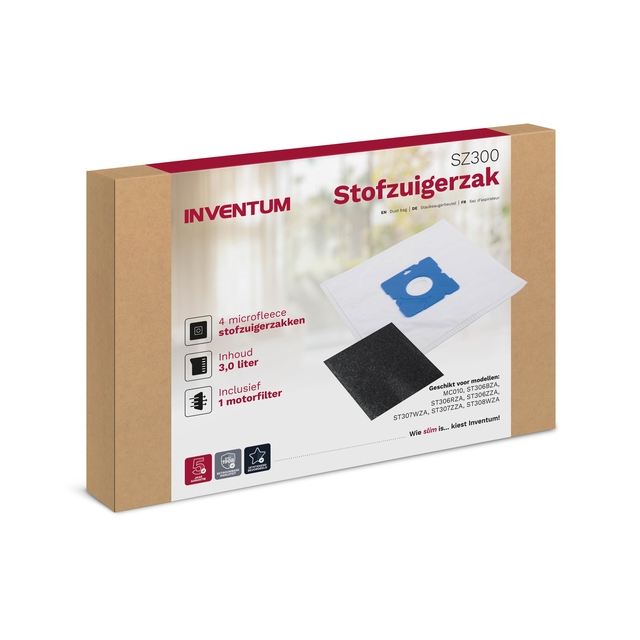 Stofzuigerzak Inventum 3l set van 4 zakken + motorfilter afbeelding