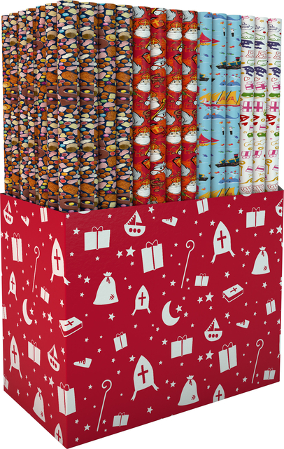 Inpakpapier Sint 46.5x250cm assorti