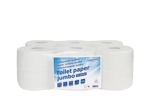 Toiletpapier Cleaninq T2 jumbo klein 2-laags 12x150m wit afbeelding