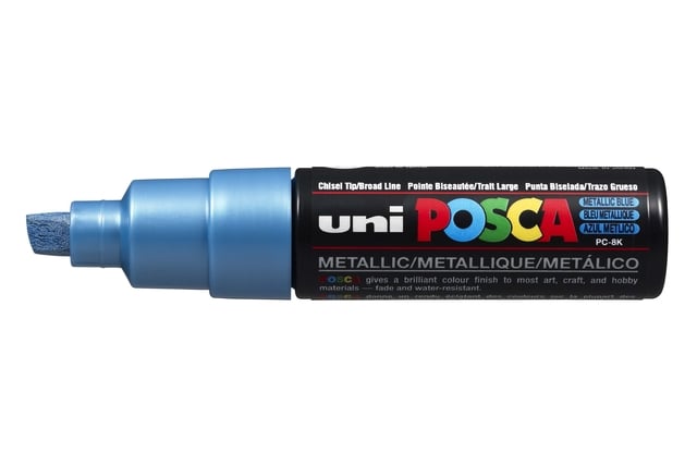 Paintmarker Uni POSCA PC8K breed schuin metallic blauw afbeelding