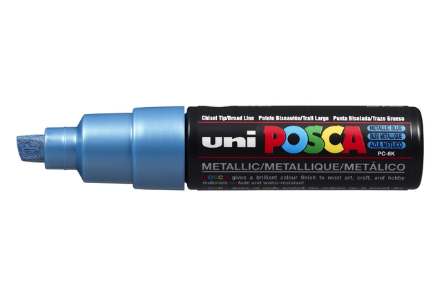 Verfstift Posca PC8K breed schuin metallic blauw afbeelding