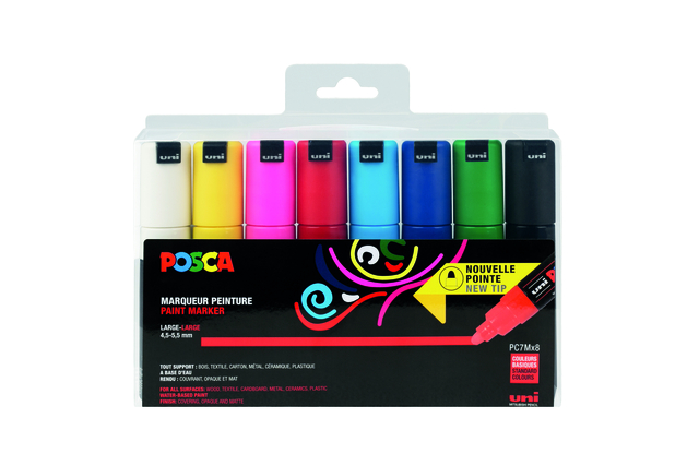 Verfstift Posca PC7M breed assorti set à 8 stuks afbeelding
