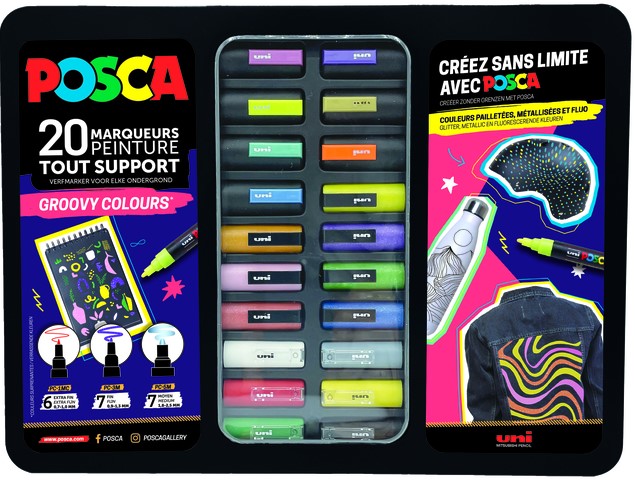 Uni Posca Verfmarker Koffer Stickers Graffiti 20 stuks