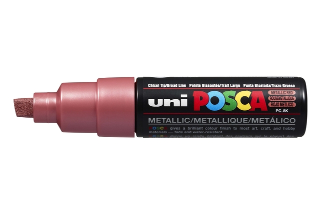 Verfstift Posca PC8K breed schuin metallic rood afbeelding