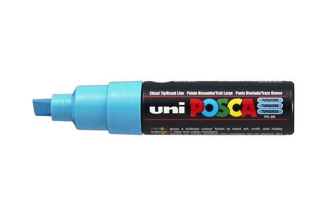 Paintmarker Uni POSCA PC8K breed schuin fluor turquoise afbeelding