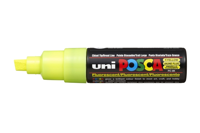 Verfstift Posca PC8K breed schuin fluor geel afbeelding