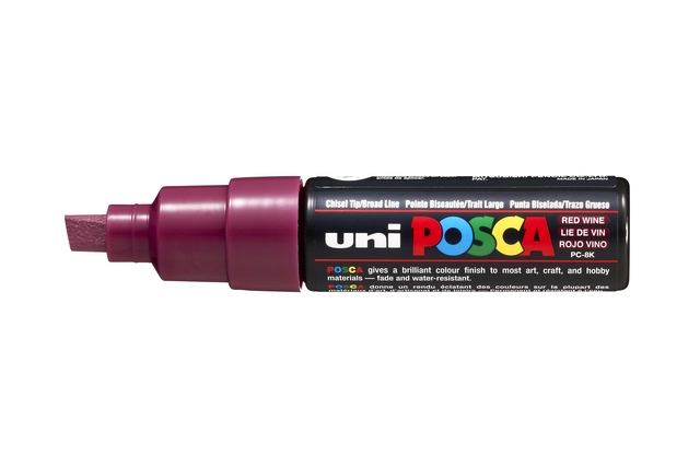 Verfstift Posca PC8K breed schuin wijnrood afbeelding