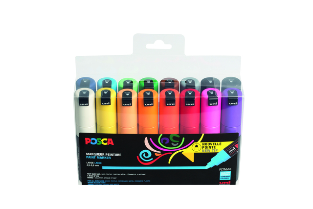 Verfstift Posca PC7M breed assorti set à 16 stuks afbeelding